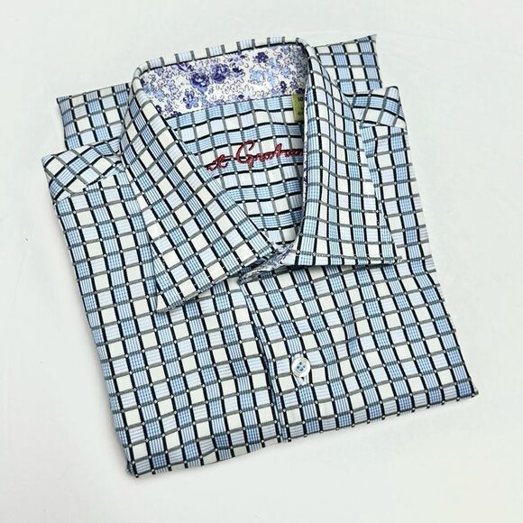 ROBERT GRAHAM Boy’s Button Up Shirt
Cotton Plaid Contrast Floral Cuffs M (10-12) - Picture 4 of 10
